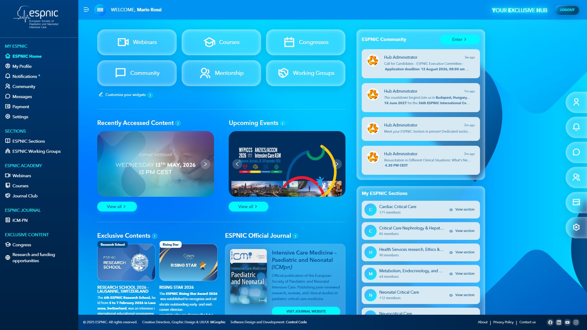 ESPNIC Exclusive Hub – Piattaforma Riservata ai Soci – schermata 1